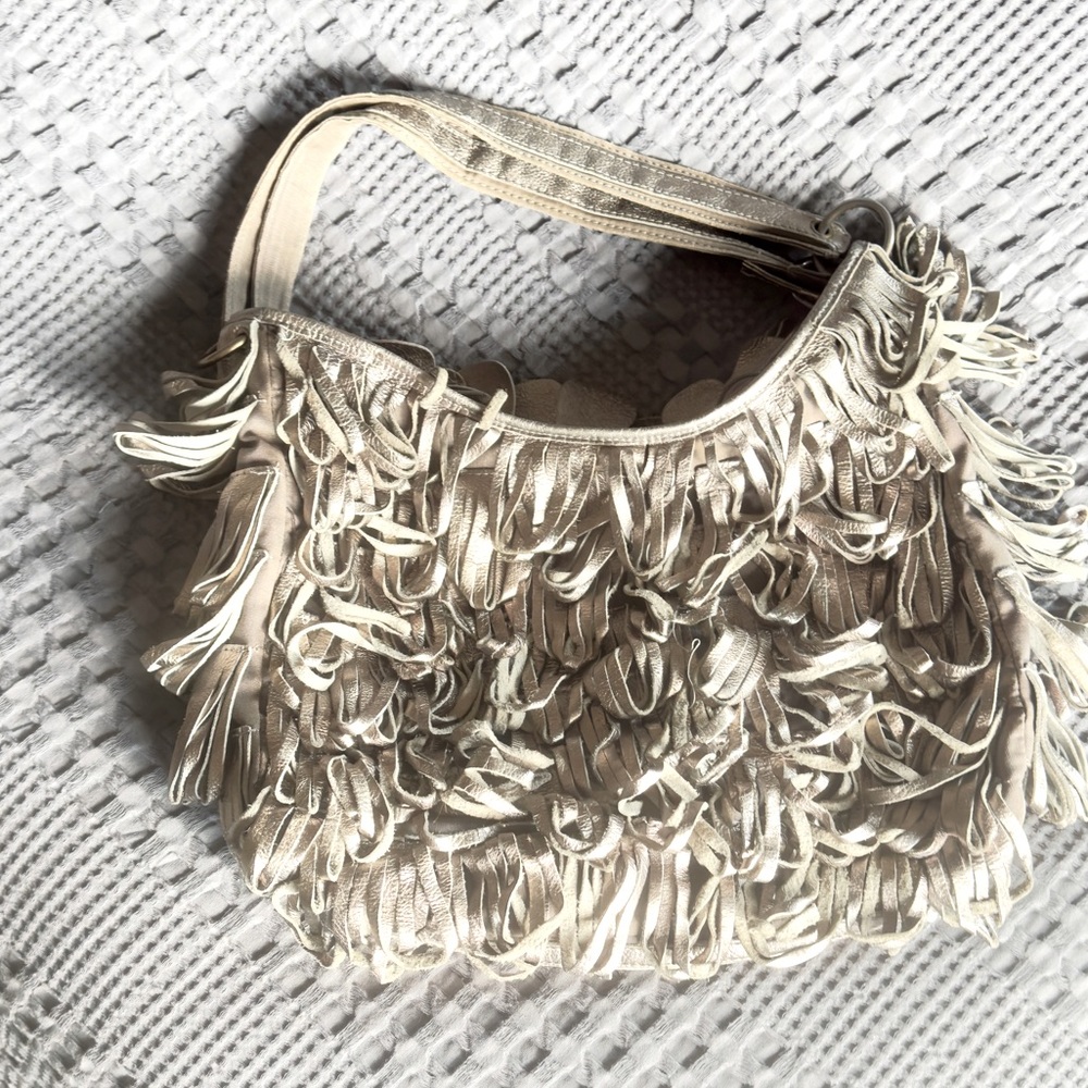 Fringed Shoulder Bag in Cream